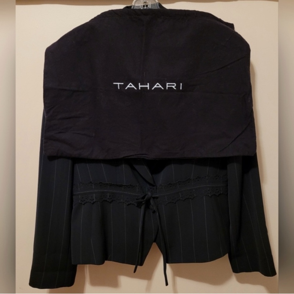 Tahari Black Pinstripe Blazer